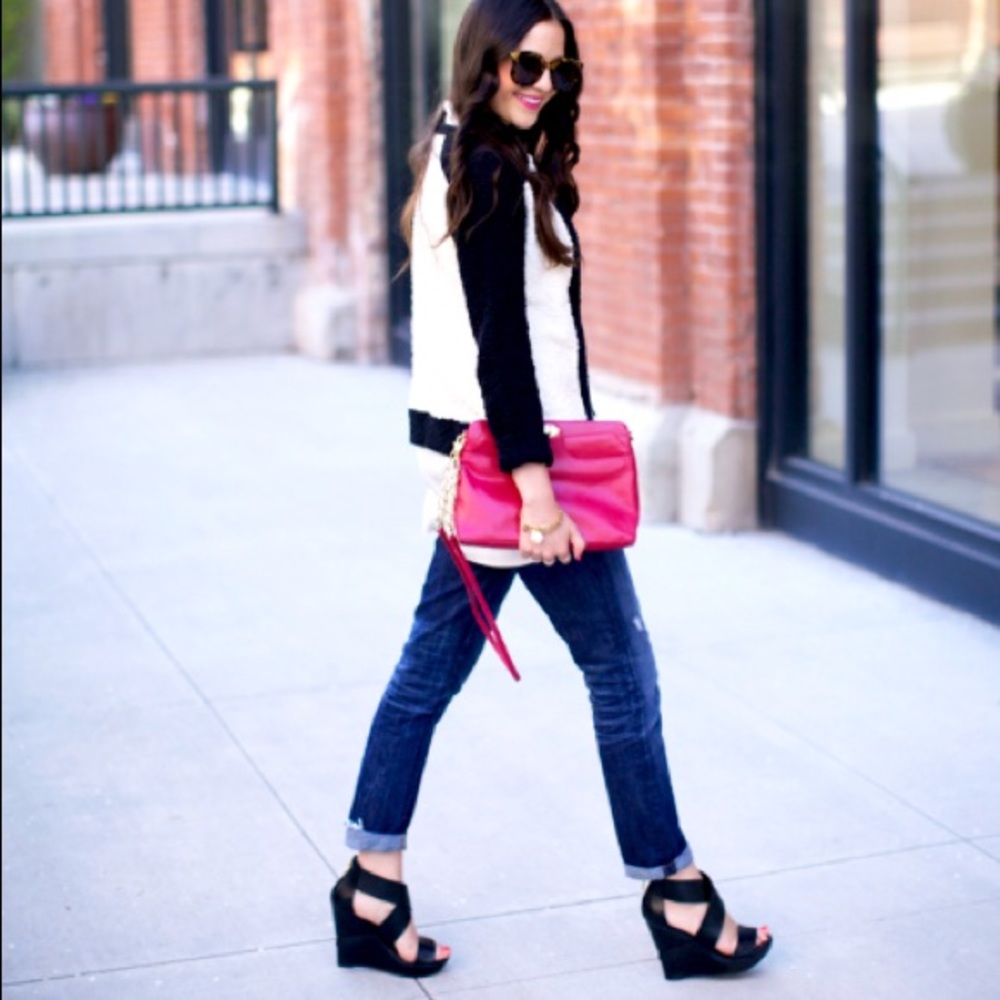 J. Crew Color block Boucle Zip-front Jacket